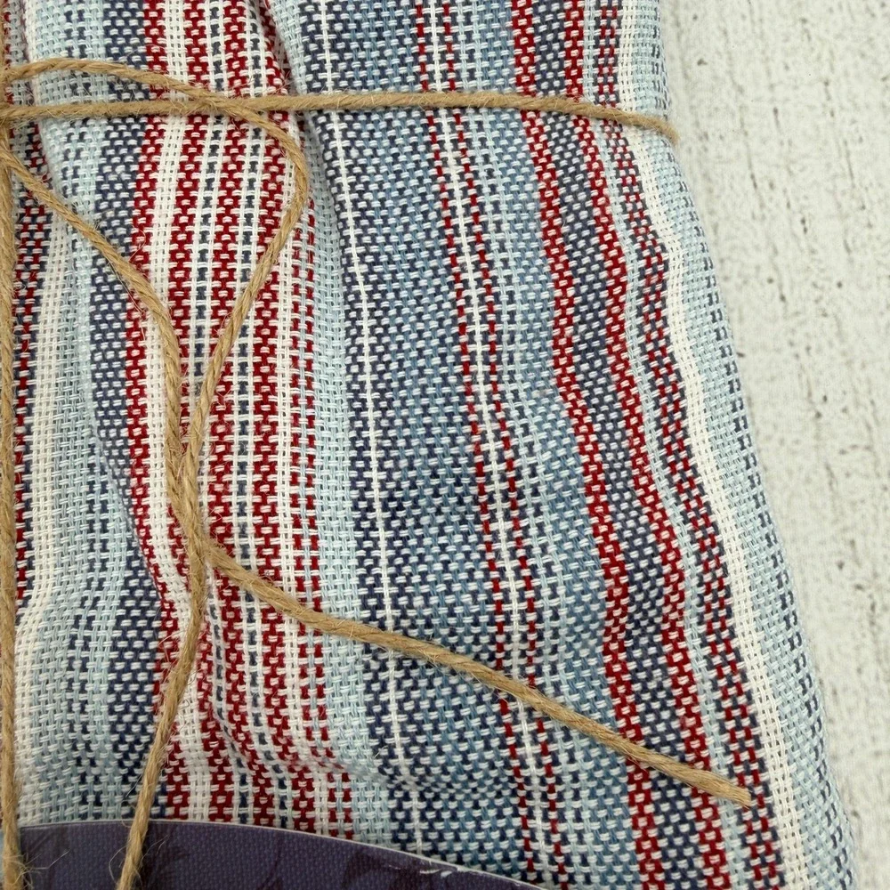 Tommy Bahama Tablecloth 60x104 Blue Red White Striped Coastal Woven Fringed